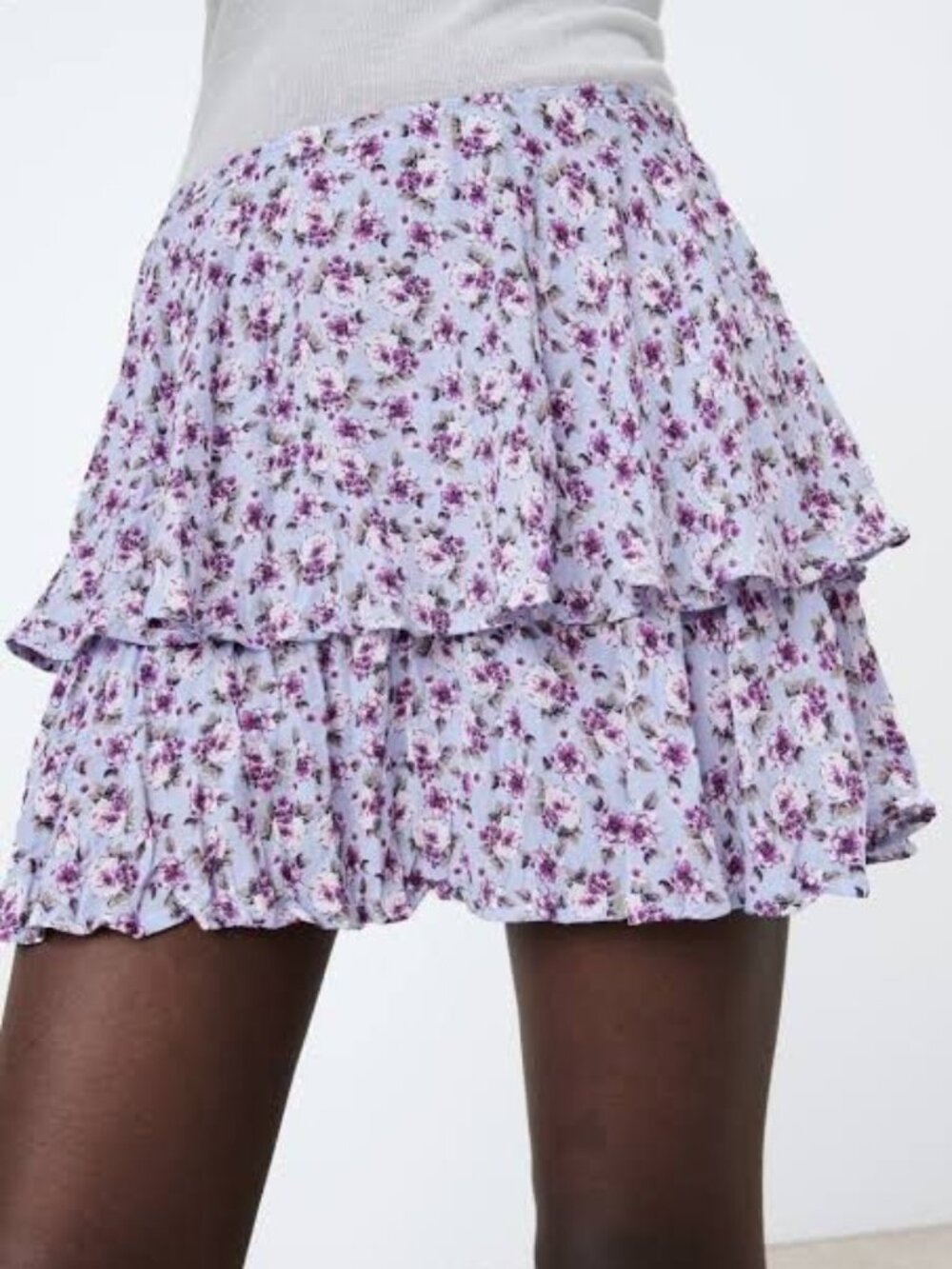 Zara Lilac Floral Print Skort, Size S